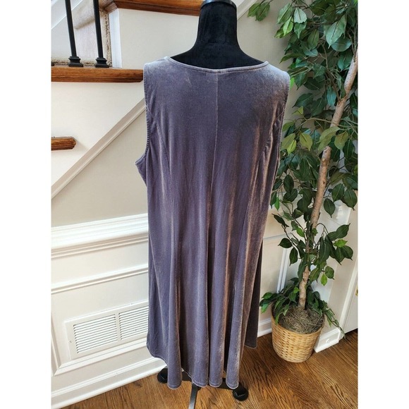 Susan Graver Women's Solid Gray Polyester Sleeveless Knee Length Dress Size 2XL - Picture 7 of 12
